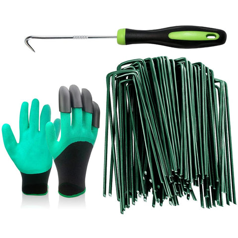 Bakulyor green landscape staples 6 inch secure sod and weed barrier