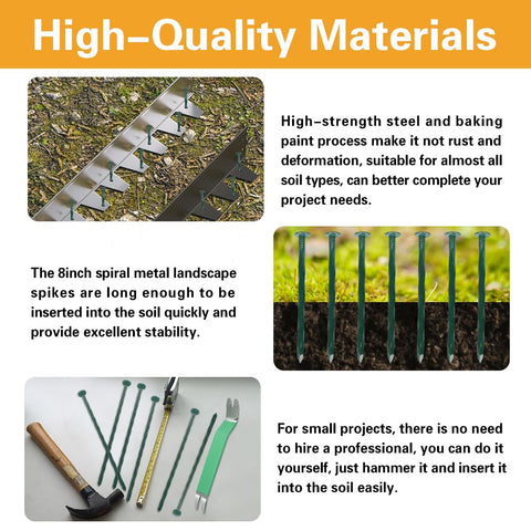 Bakulyor weatherproof finish helps resist rust on outdoor edging stakes.