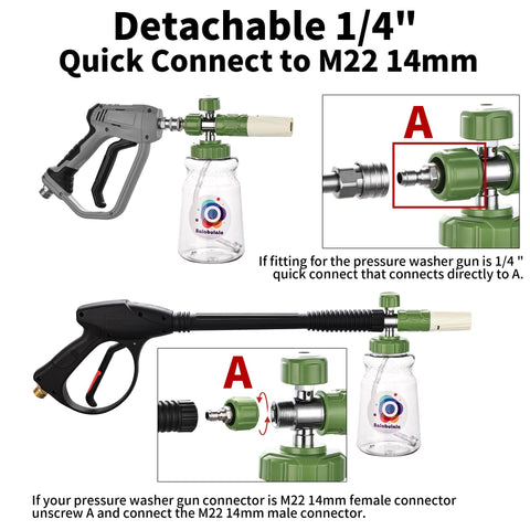 Balabulala foam lance attached to nozzle for thorough vehicle detailing.