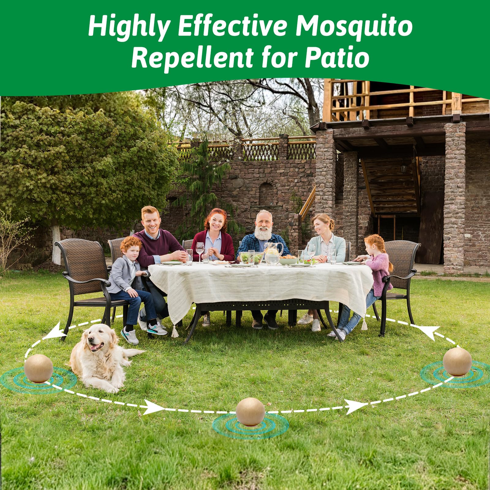 Balancexlite Plus mosquito ball hung on a tent pole for camping protection.