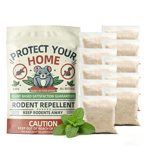 Balancexlite Plus peppermint pouch front view showing easy, non-toxic rodent deterrence at home.