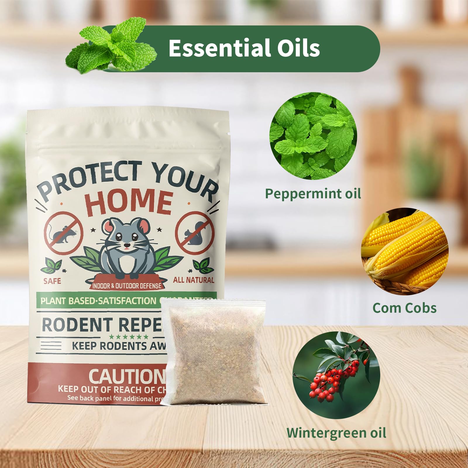Balancexlite Plus peppermint pouch label close-up highlighting long-lasting scent barrier against pests.