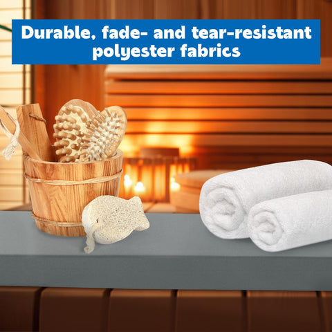 BALAPET gray cushion highlighting heat-insulation material protecting wooden benches.