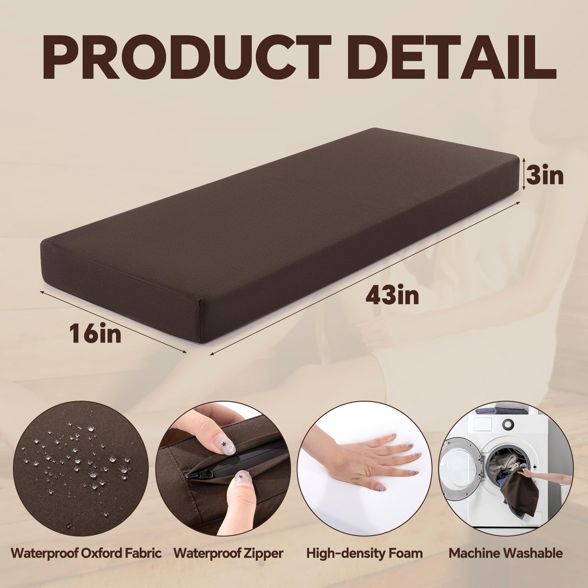 BALAPET high-density foam bench pad provides comfortable support for two-person saunas.