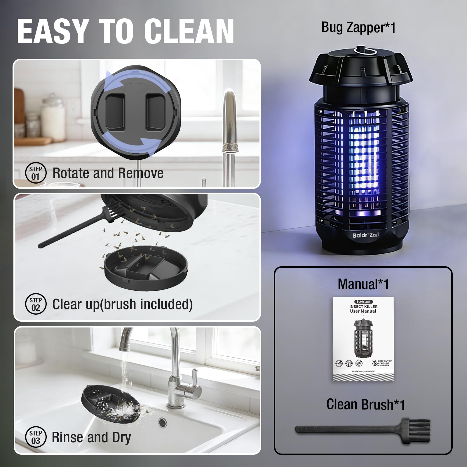 Baldr Bug Zapper dual mounting or tabletop placement options