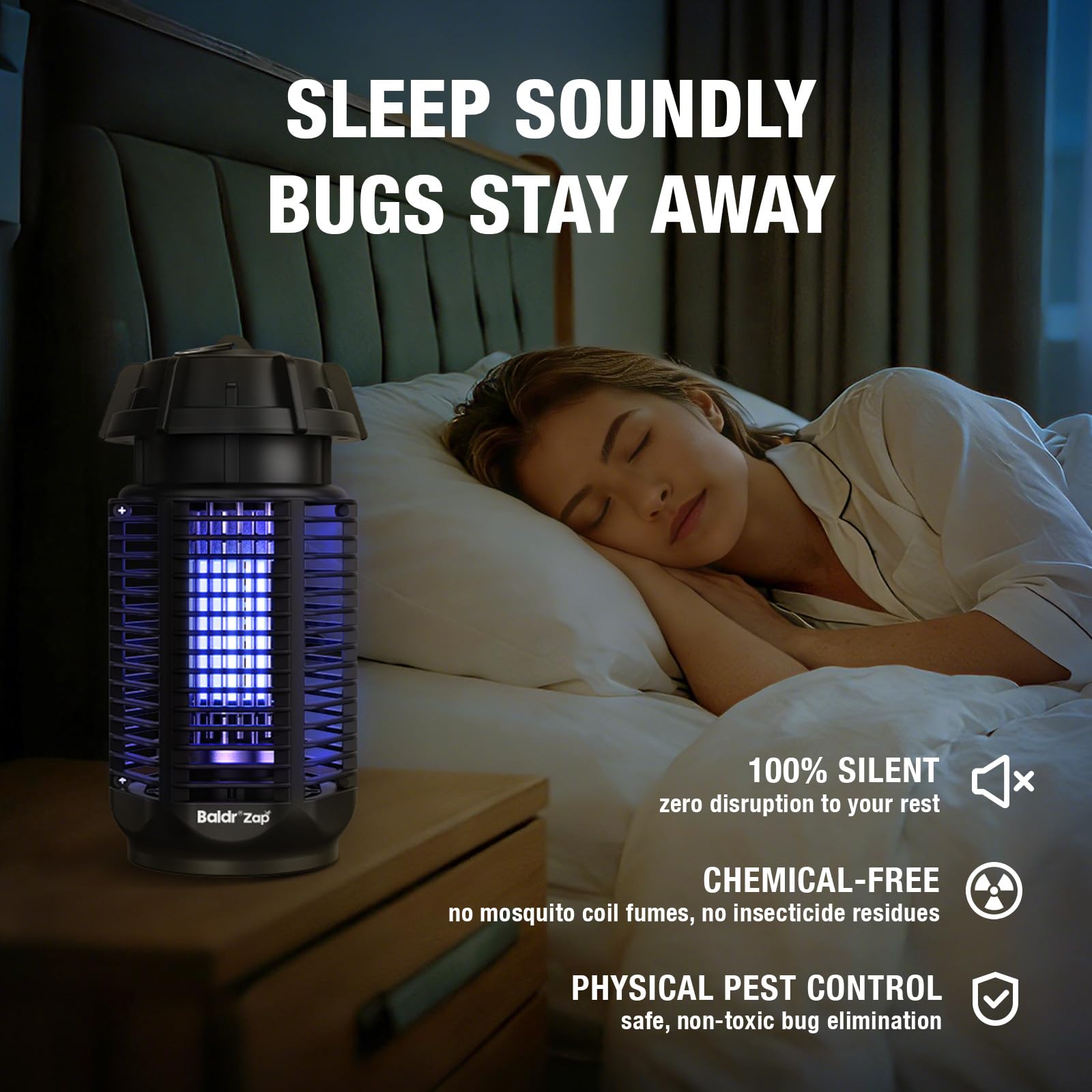 Baldr Bug Zapper operates silently during evening socializing