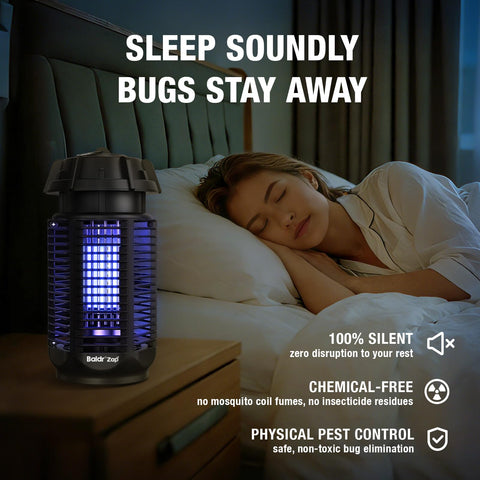 Baldr Bug Zapper operates silently during evening socializing
