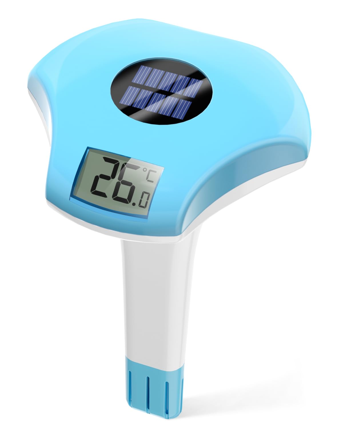 Baldr floating pool thermometer front view with easy-to-read display.