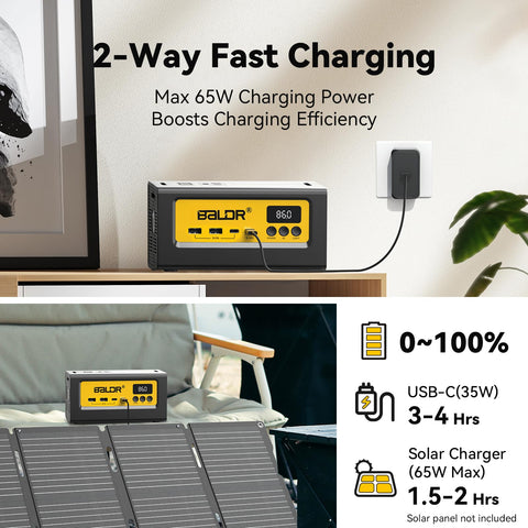Baldr multiport output powering laptop, fan, and projector simultaneously