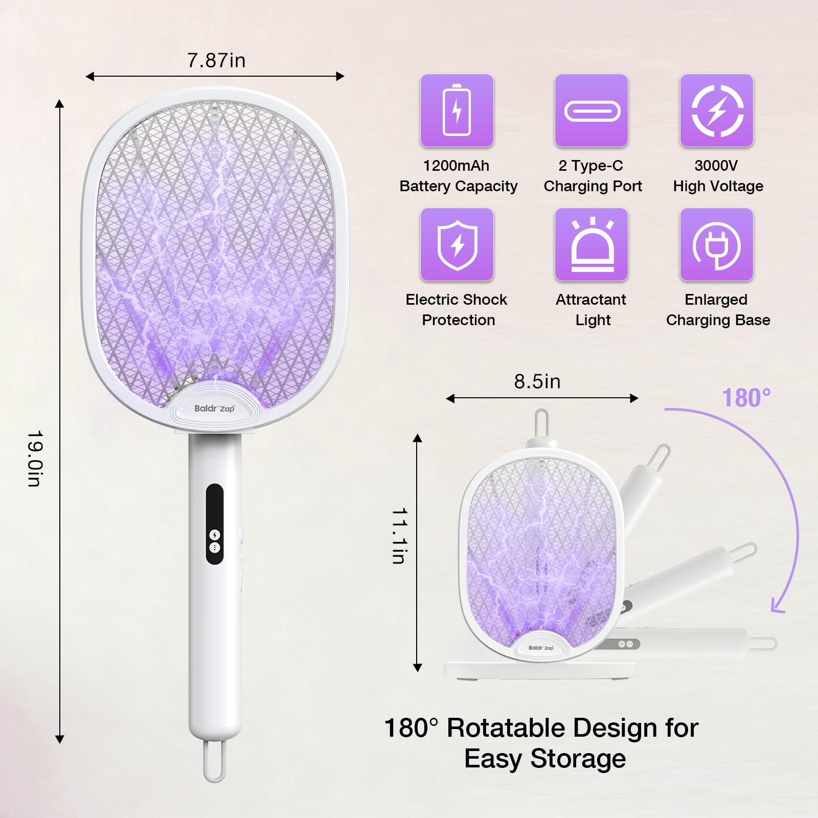 Baldr rotatable-180-degree design stores easily without occupying extra space.