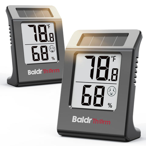 BALDR solar-powered display with battery backup for reliable indoor readings.