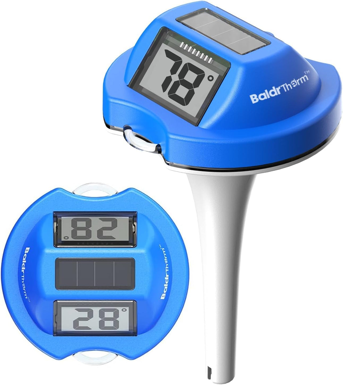 BaldrTherm floating thermometer with solar panel for maintenance-free temperature readings