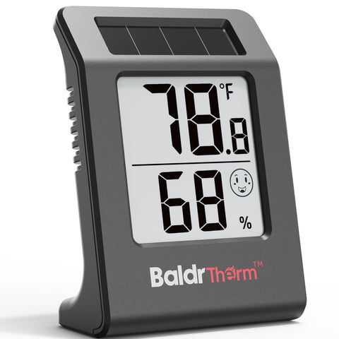 BaldrTherm humidity meter display provides quick temperature and humidity readout