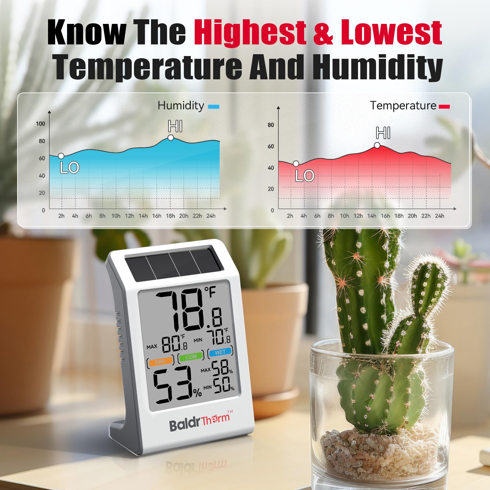 BaldrTherm monitor memory for max/min history of temperature and humidity.