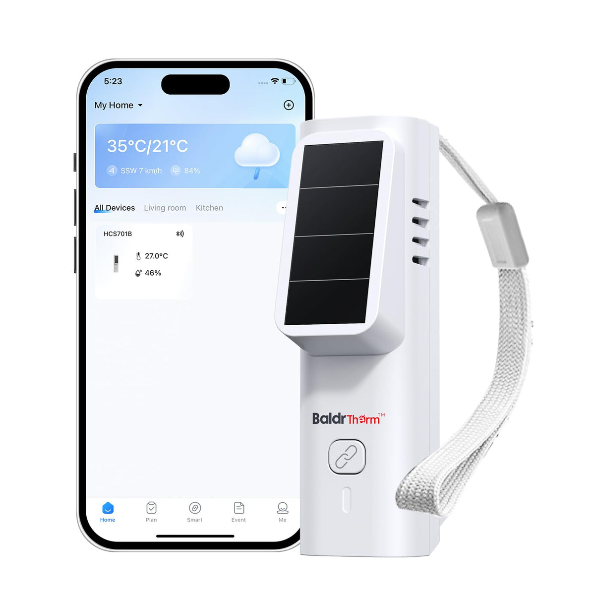 BaldrTherm solar Bluetooth thermometer sensor delivers precise readings for rooms and storage.