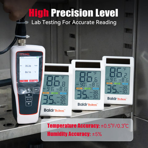 BaldrTherm device with three-sided ventilation for accurate readings.