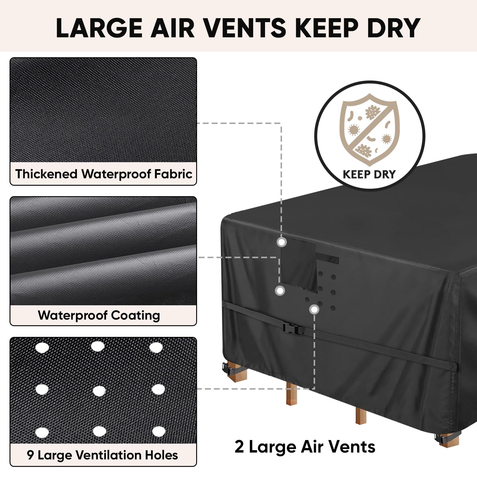 BALEINE table cover with buckles keeps edges secure on breezy days