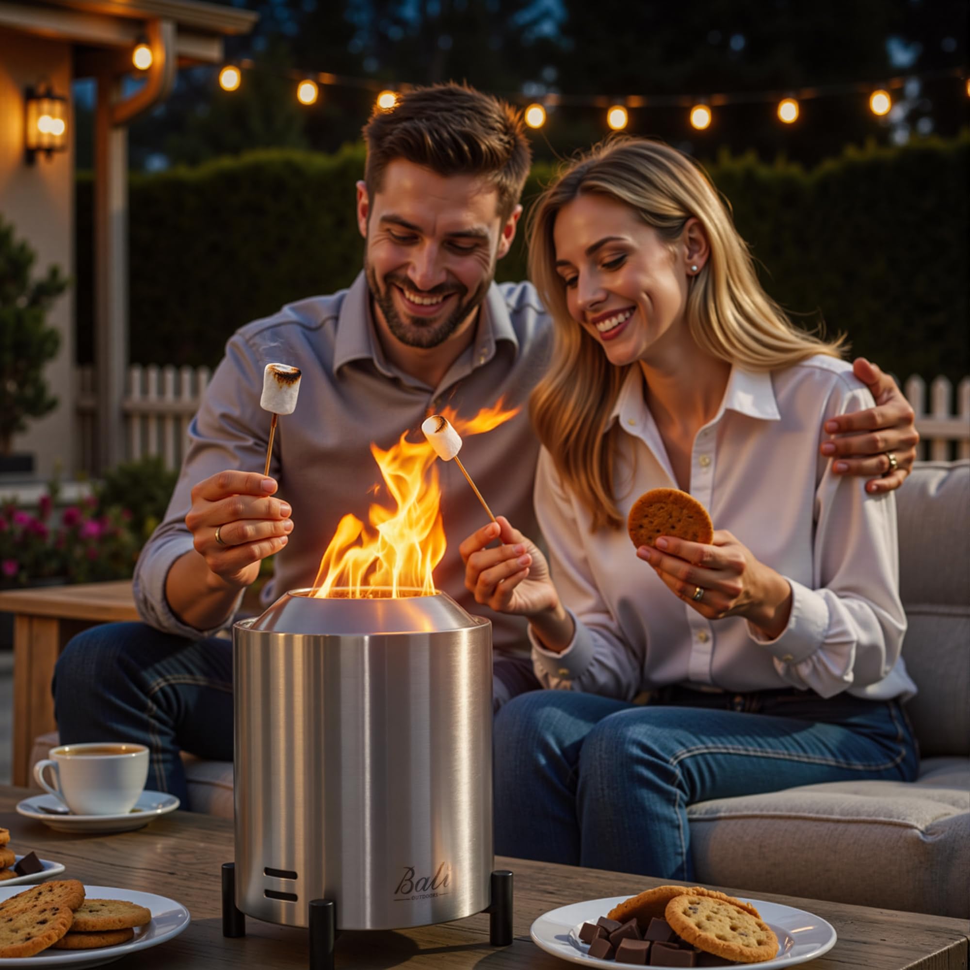 BALI OUTDOORS dual fuel design supports pellets or small wood for versatility.