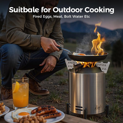 BALI OUTDOORS portable stainless steel fire pit for travel.