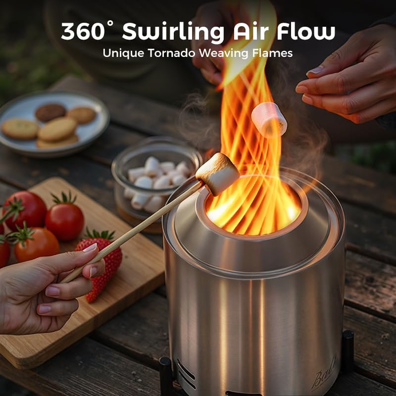 BALI OUTDOORS smokeless fire pit demonstrates clean air for indoors or patios.
