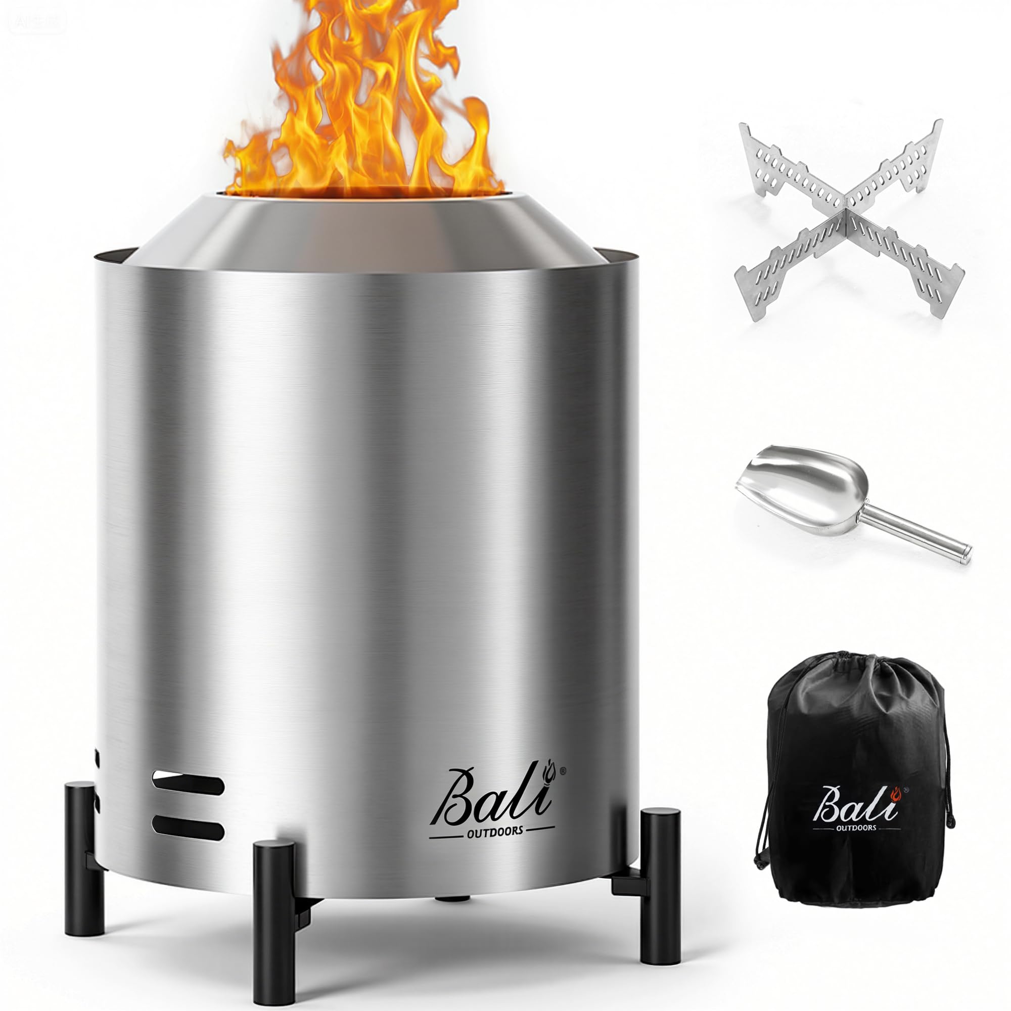 BALI OUTDOORS table top fire pit round with woven flame for cozy evenings.