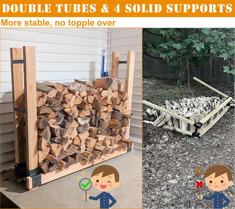 BALIE SPACE adjustable rack length and height for wood piles