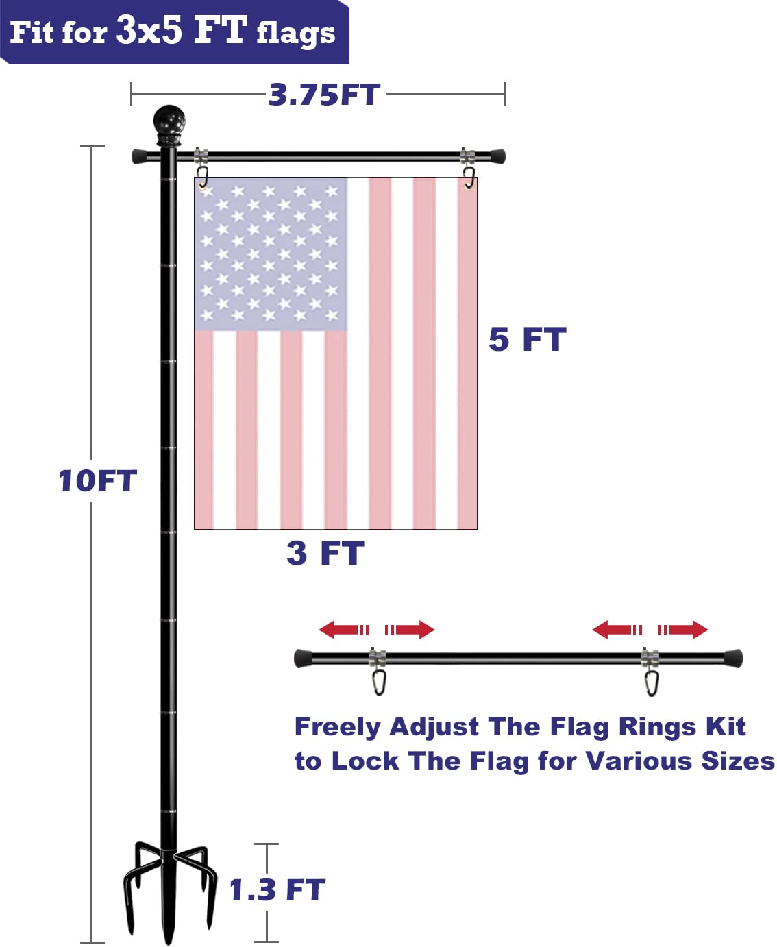 BALIE SPACE in-ground flag pole in garden setting