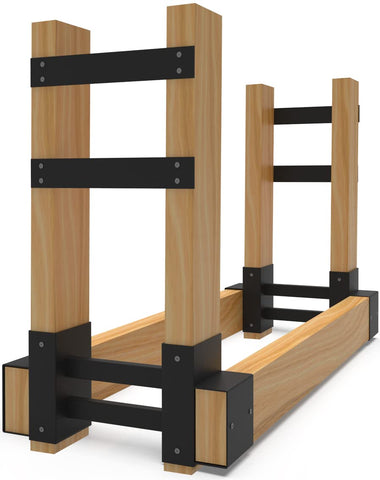 BALIE SPACE outdoor firewood rack brackets kit keeps wood neatly stacked on the patio