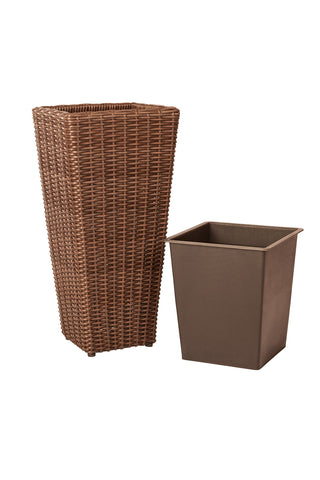 Balkene Home Alto Wicker Planter Set mocha removable drain plug simplifies drainage