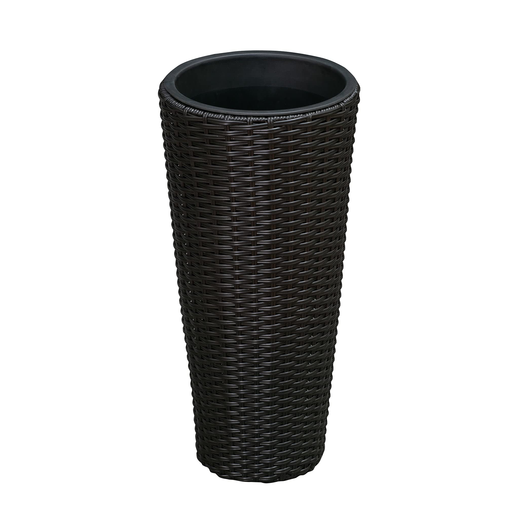 Mocha finish wicker planter adding rustic charm to porches and patios