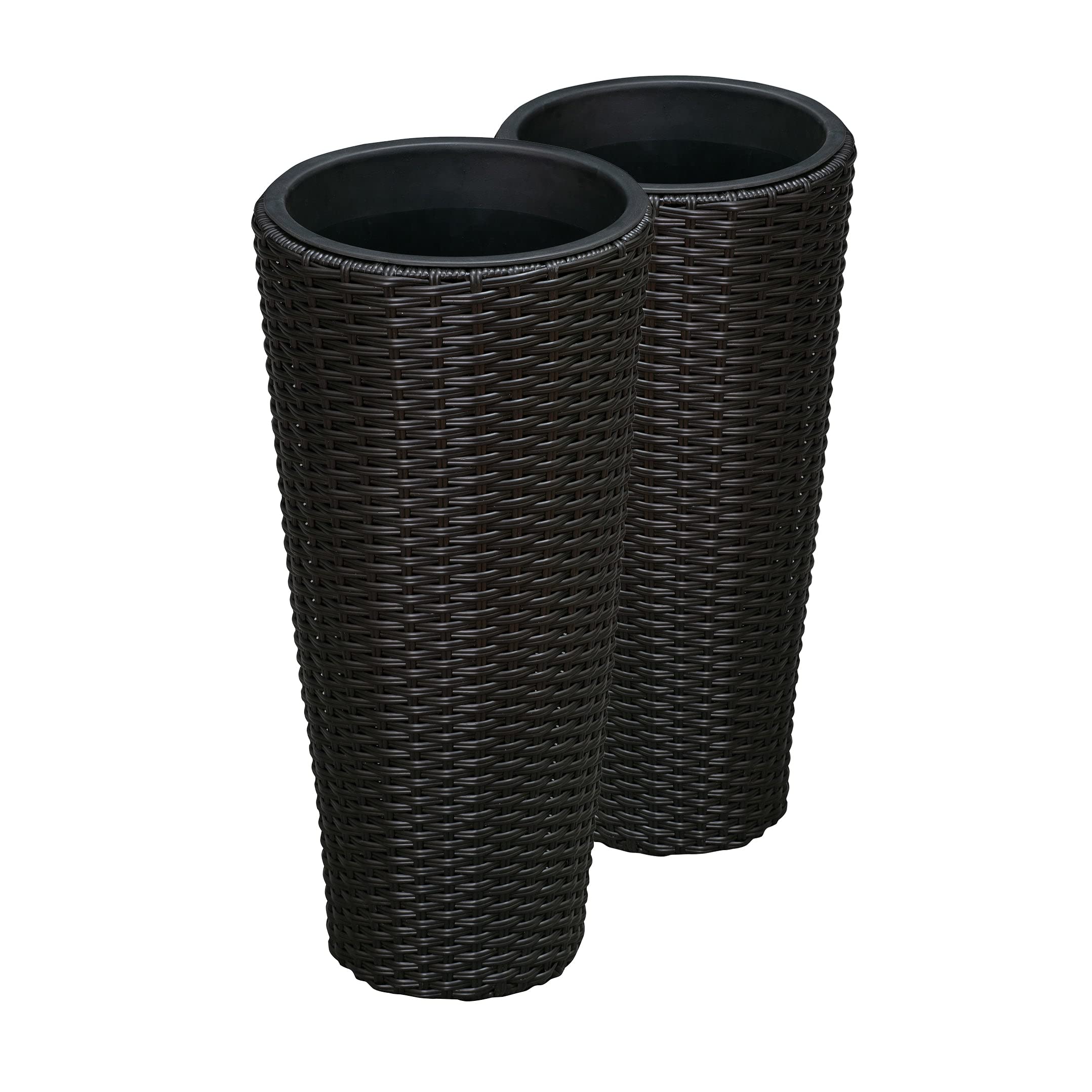Balkene Home Noah round wicker planter with tall silhouette for outdoor decor