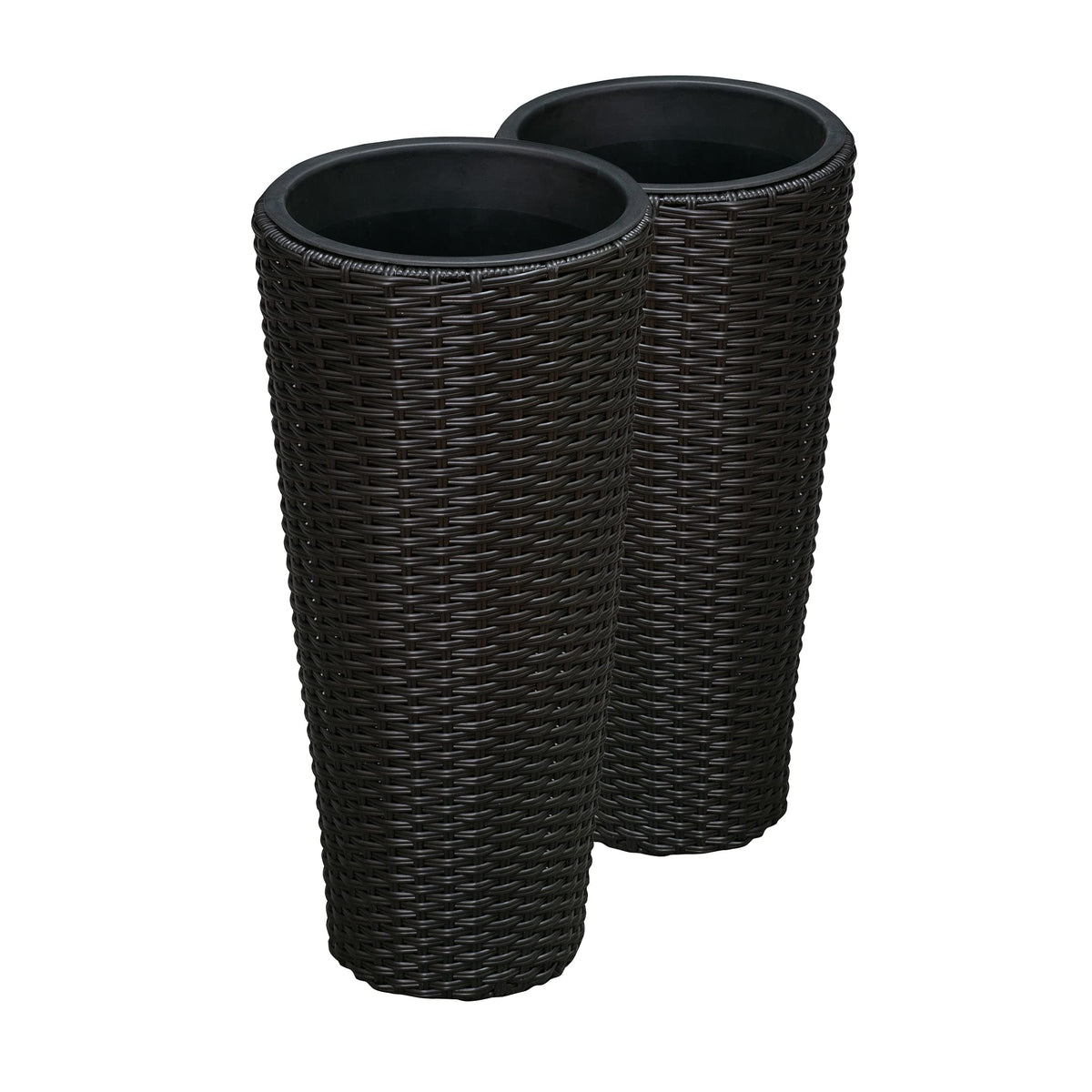 Balkene Home Noah round wicker planter with tall silhouette for outdoor decor