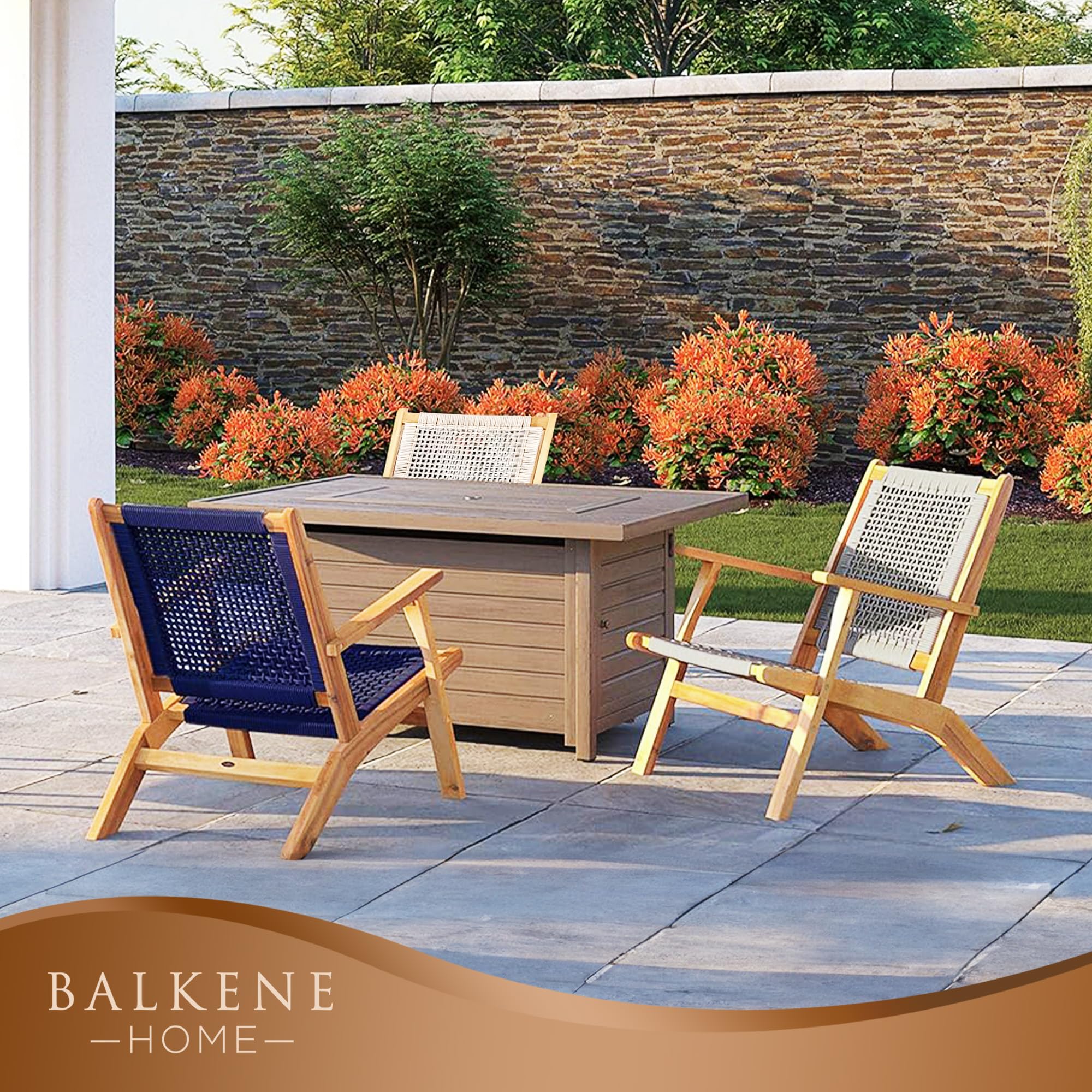 Balkene Home Vega handwoven seat in ecru cording for all-weather comfort.