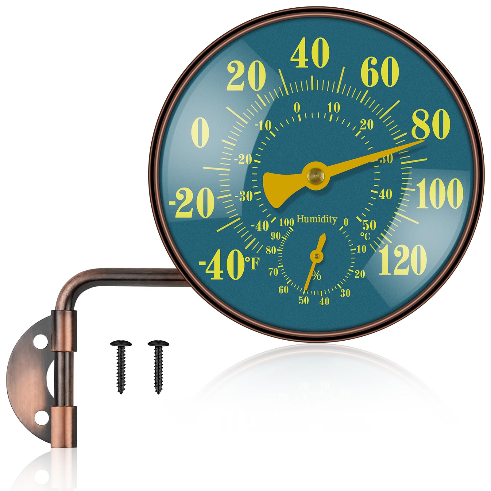 Ballment 4-Inch outdoor thermometer hygrometer front dial reads temperature and humidity clearly from a distance.