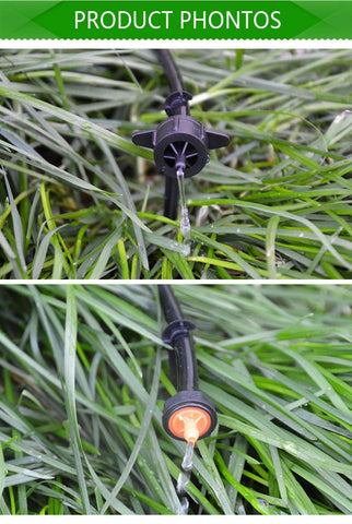 Balter-D stake guiding tubing along garden bed for tidy drip.