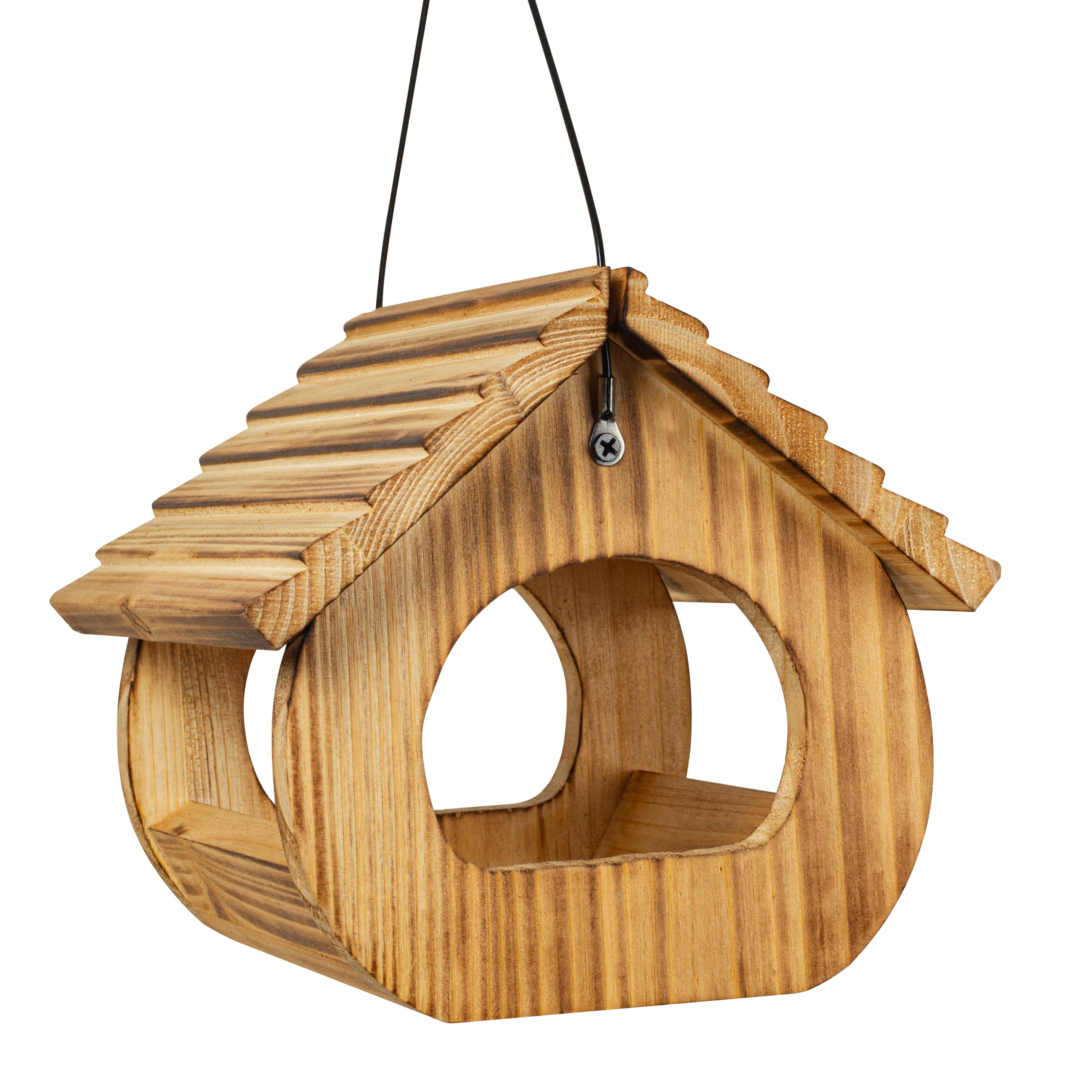 BalterFF wooden design bird feeder for outdoor use keeps seed dry.