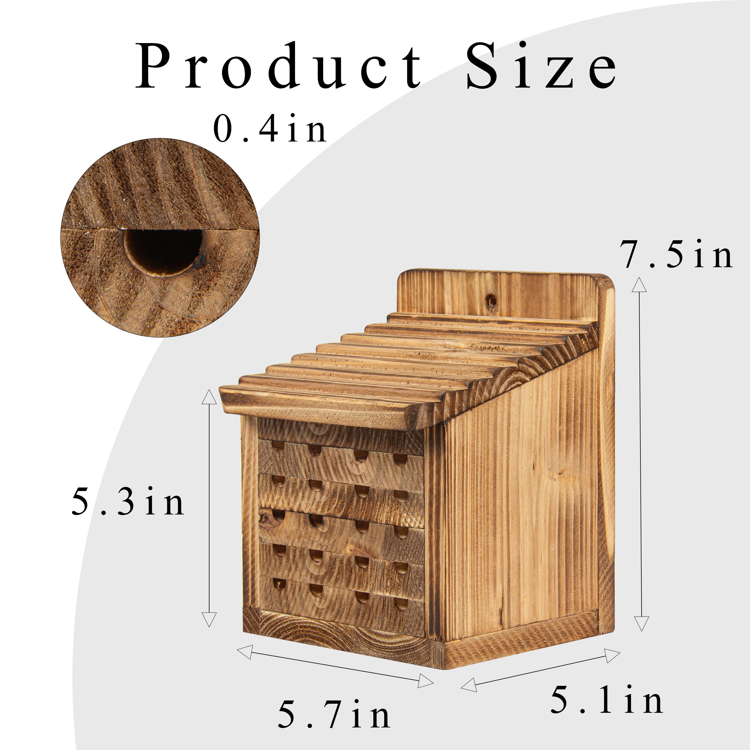 BalterFF Wooden Bee Hotel front view shows durable outdoor nesting shelter.