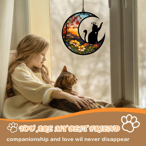 BamLue cat memorial suncatcher personalized with your cat's name for a unique tribute