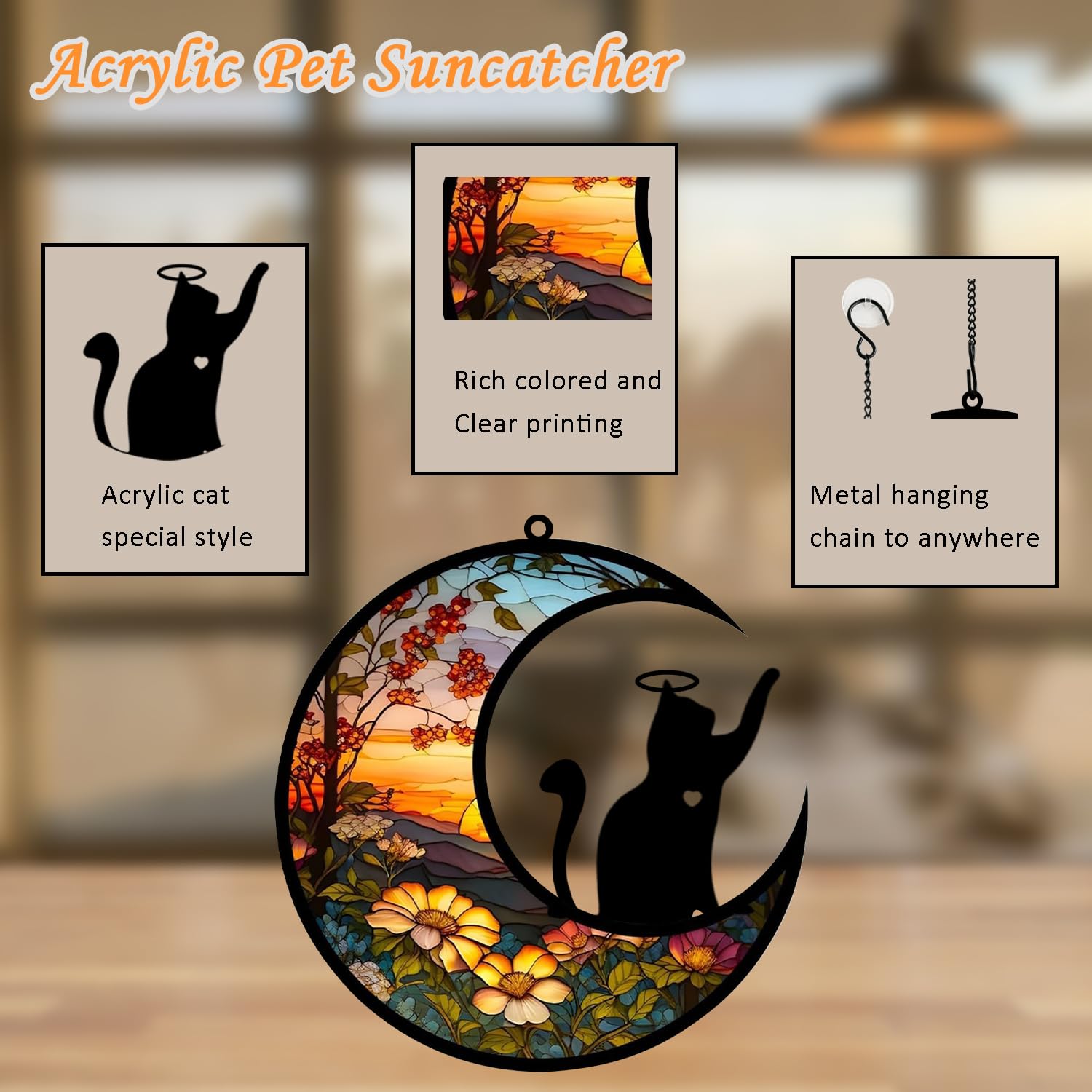 BamLue pet-sun-catcher reflects sunlight in colorful patterns for warm ambiance