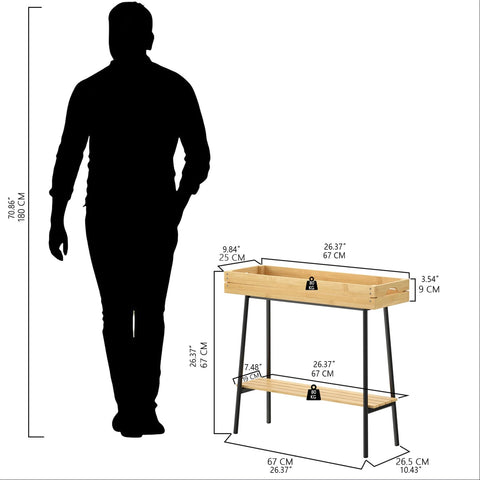 BAMBANG bamboo plant stand bottom shelf provides stable base for medium pots