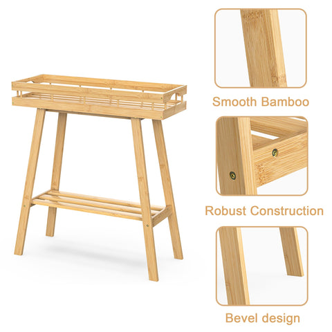 BAMBANG bamboo plant stand features a natural finish and eco-friendly craftsmanship.