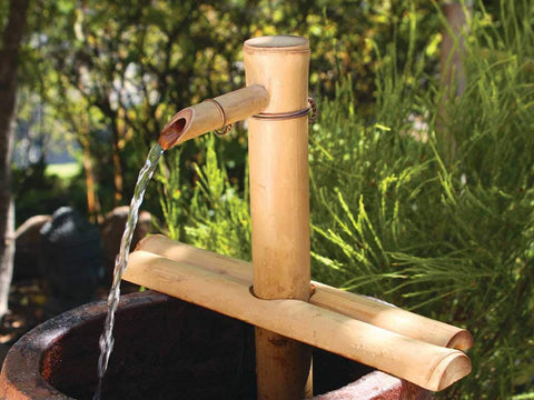 Bamboo Accents 12in fountain spout mounted on a bowl for a calming water feature.