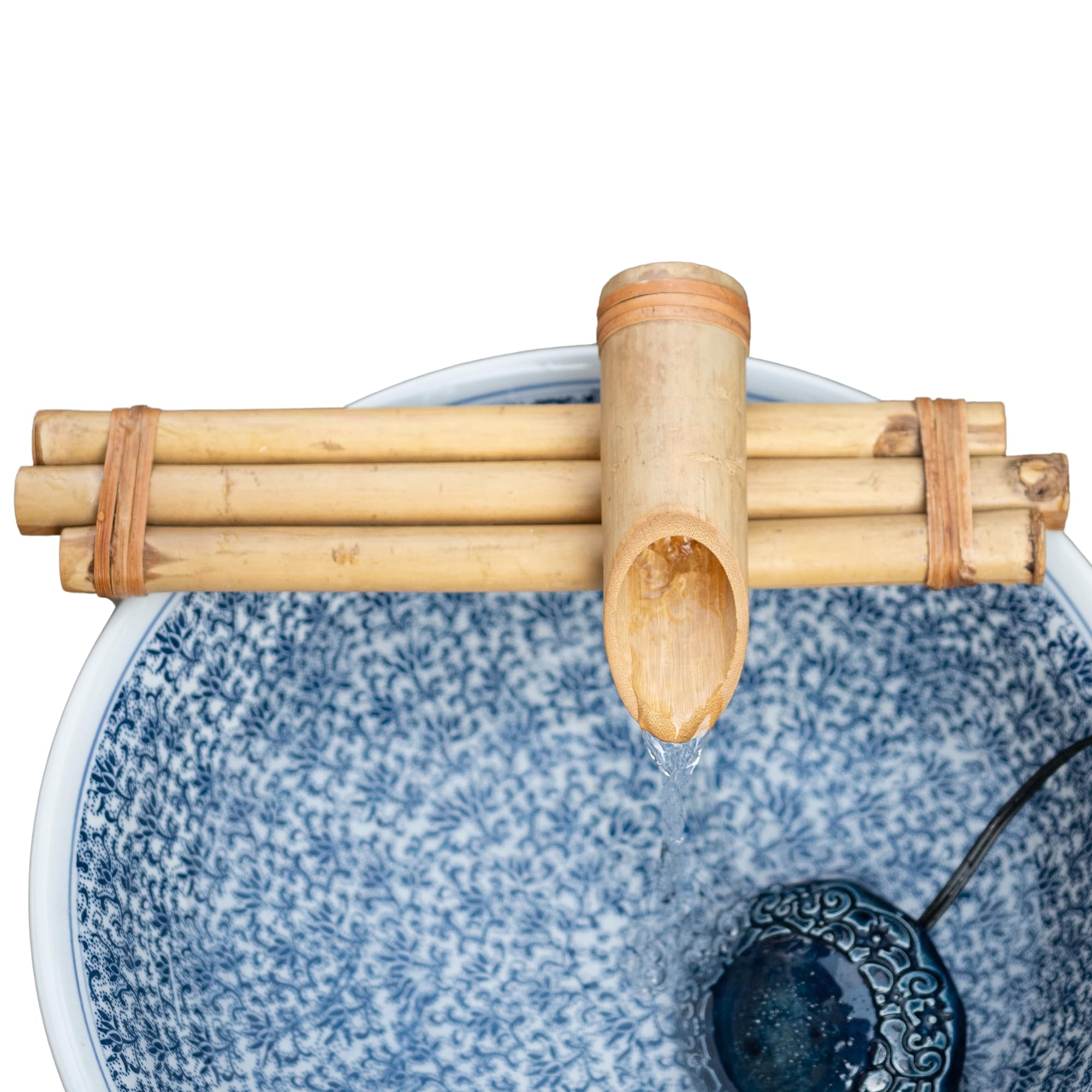 DIY container installation showing spout mounted on bowl rim
