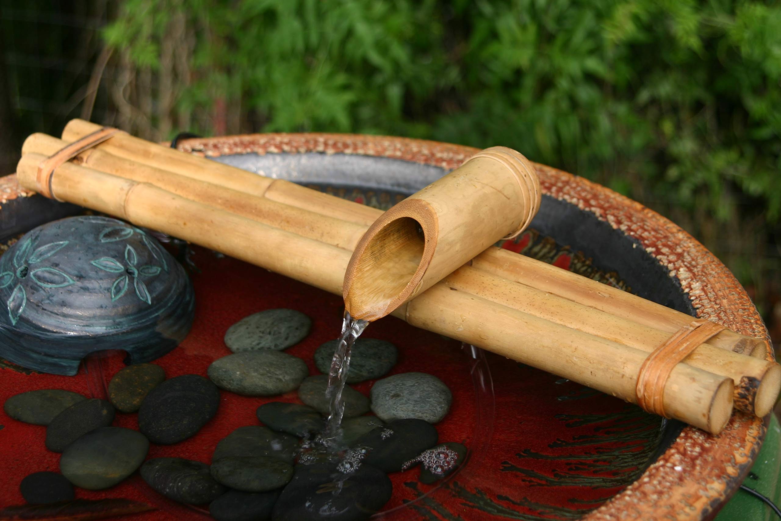 Bamboo Accents outdoor garden bowl setup with water feature.