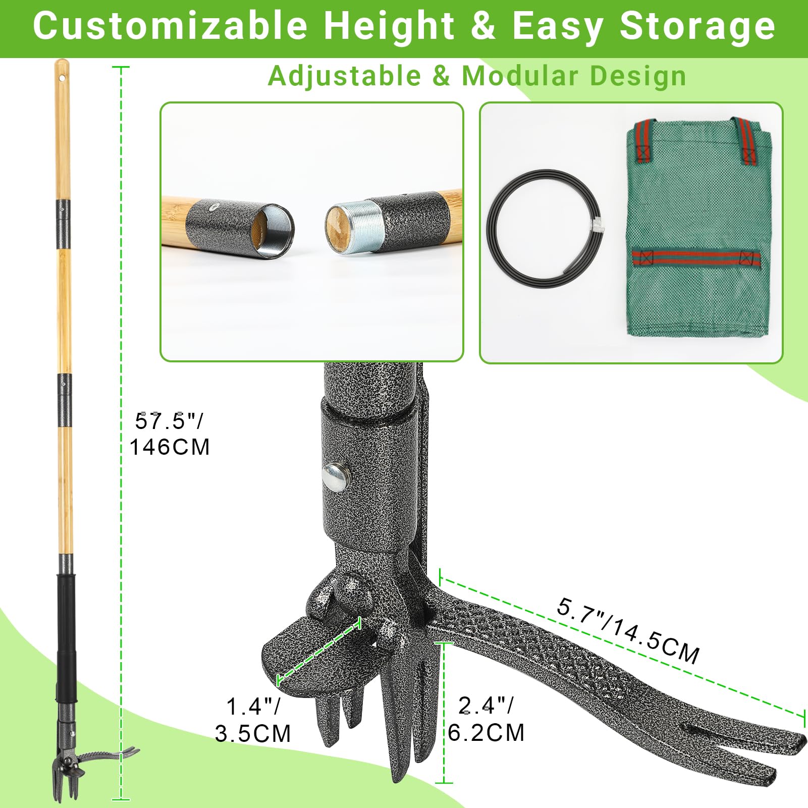 Bamda bamboo-handle weed tool offers long reach for back-friendly yard work