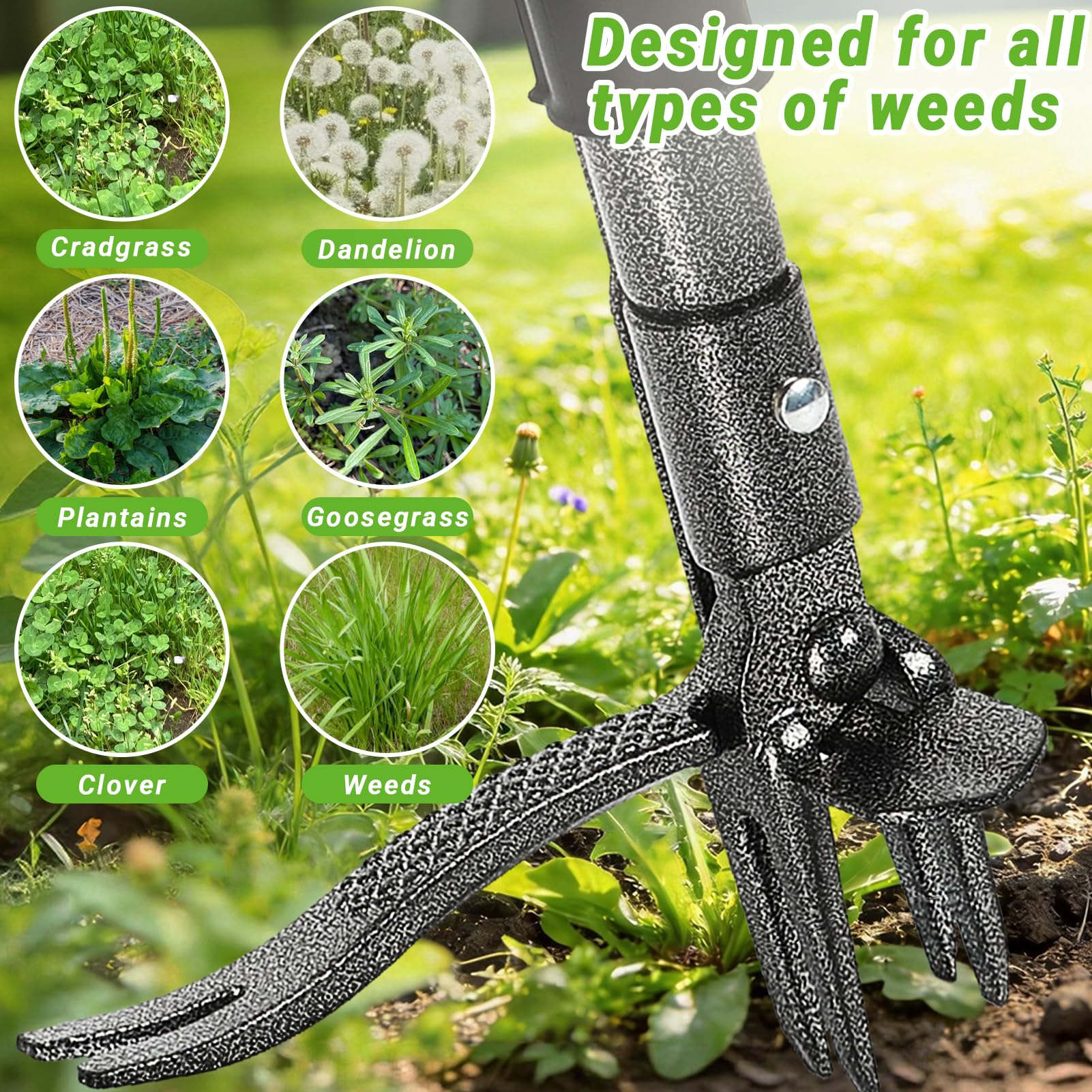 Bamda long-handle design reduces bending during gardening tasks