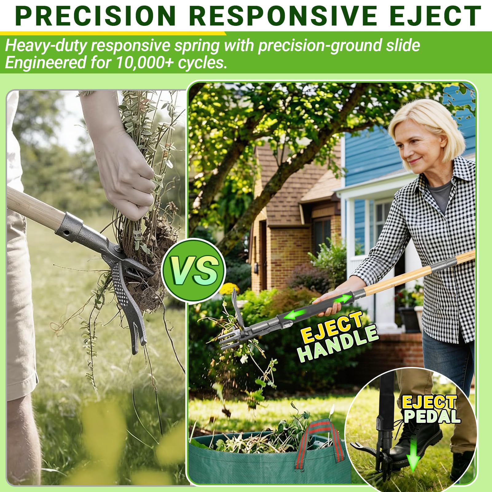 Bamda footplate offers sturdy support for heavy-duty yard work.