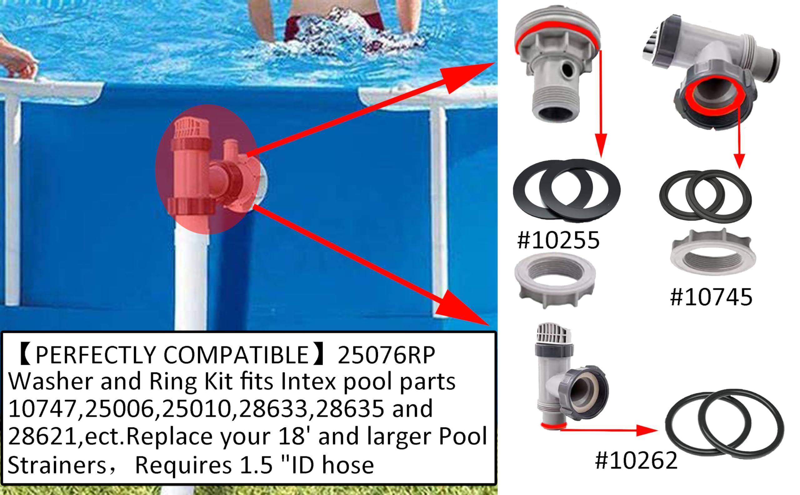 Bamkyait 25076RP washer kit components laid out for easy replacement planning.