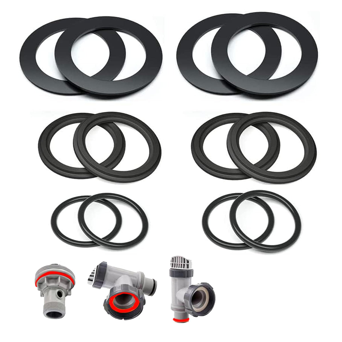 Bamkyait 25076RP washer kit packaging showing a complete 12-piece set for Intex parts.
