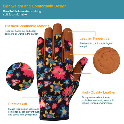 Bamllum Leather Gardening Gloves Women microfiber durability shown for long-lasting use.